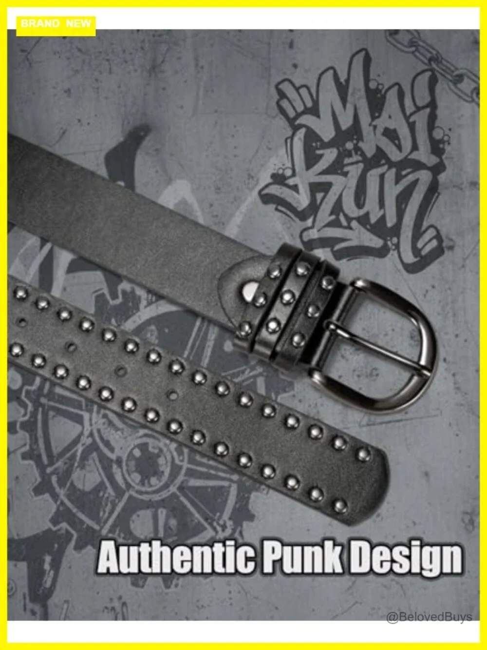 Studded PU Leather Punk Goth Belt for Women Jeans